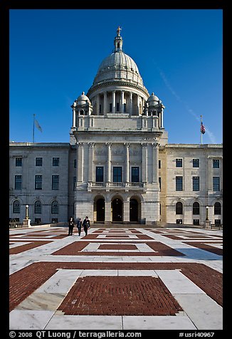 Plazza and Rhode Island State House, late afternoon. Providence, Rhode Island, USA (color)