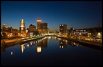 Downtown Providence reflected in Seekonk river at night. Providence, Rhode Island, USA (color)
