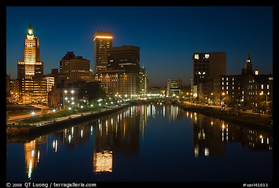 Providence Skyline at night. Providence, Rhode Island, USA (color)