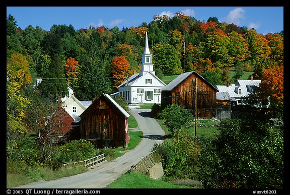 Waits River village. Vermont, New England, USA (color)