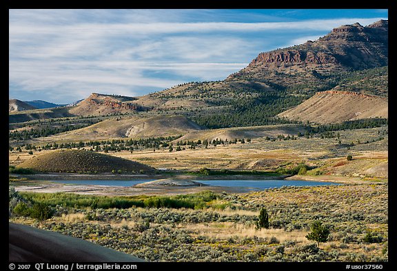 Sagebrush and hills. John Day Fossils Bed National Monument, Oregon, USA