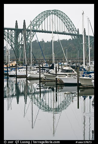 Yacht harbor and Newport Bay Bridge. Newport, Oregon, USA
