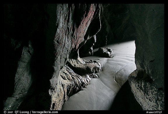 Light inside sea cave. Bandon, Oregon, USA (color)