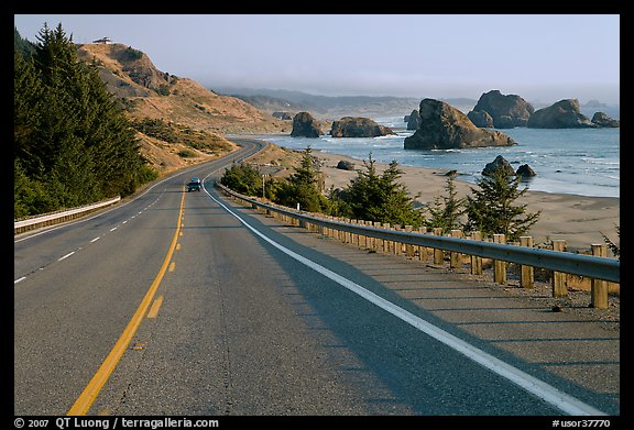 Oceanside road, Pistol River State Park. Oregon, USA (color)
