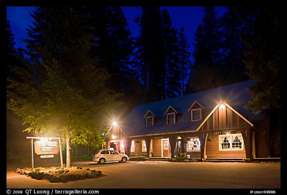 Union Creek resort by night. Oregon, USA (color)
