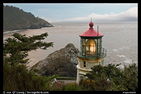 Heceta Head light and fresnel lens. Oregon, USA (color)