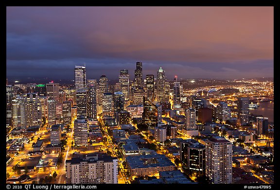 Seattle skyline by night. Seattle, Washington (color)