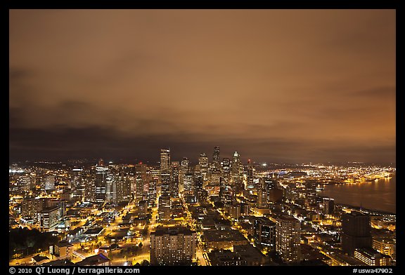 Downtown skyline by night. Seattle, Washington (color)