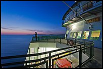 Port Townsend Coupeville Ferry upper deck at dusk. Washington