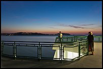 Ferry deck, landscape with motion blur at dusk. Washington