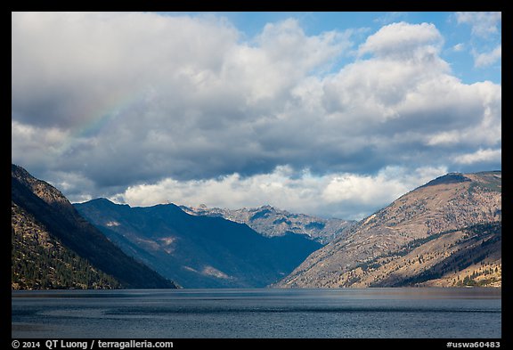 Lake Chelan and Cascades, morning. Washington (color)