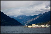 Barge and mountains, Lake Chelan. Washington ( color)