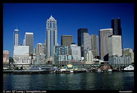 Seattle skyline seen from the water. Seattle, Washington (color)