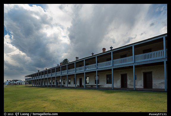 Barracks and storm clouds. Fort Laramie National Historical Site, Wyoming, USA (color)