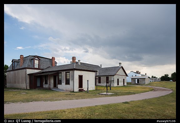 Path and buildings. Fort Laramie National Historical Site, Wyoming, USA (color)