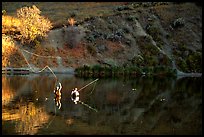 Fly fishermen, Snake River. Wyoming, USA (color)