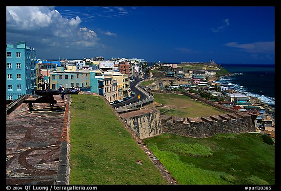 Street and El Morro Fortress. San Juan, Puerto Rico (color)