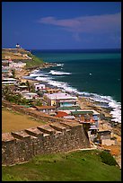 Coast seen from the walls of Fort San Felipe del Morro Fortress. San Juan, Puerto Rico