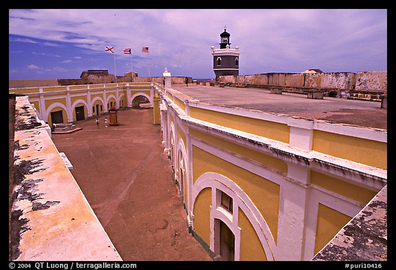 Inside courtyard, El Morro Fort. San Juan, Puerto Rico (color)