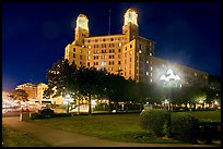 Historic hotel by night. Hot Springs, Arkansas, USA (color)