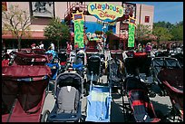 Strollers parked, Walt Disney World. Orlando, Florida, USA (color)