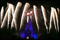 Cinderella Castle with fireworks. Orlando, Florida, USA