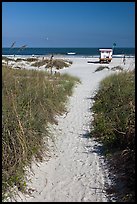 Sandy path leading to beach, Jetty Park. Cape Canaveral, Florida, USA