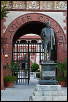 Statue of Henry Flagler and entrance to Flagler College. St Augustine, Florida, USA (color)