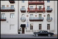 Classic car and hotel facade. St Augustine, Florida, USA