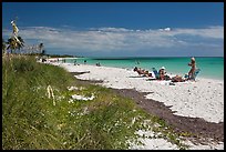 Beachgoers, Sandspur Beach, Bahia Honda State Park. The Keys, Florida, USA (color)