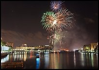 Fireworks over Davis Island, Tampa. Florida, USA