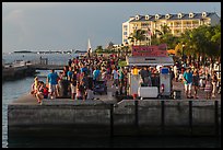 Crowds anticipating sunset in Mallory Square. Key West, Florida, USA (color)
