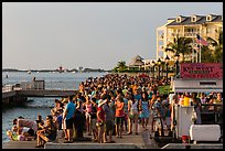 Crowd gathered for sunset in Mallory Square. Key West, Florida, USA (color)