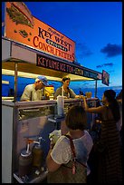 Key West conch fritters food stand at sunset. Key West, Florida, USA (color)