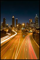 Highway and Atlanta skyline at night. Atlanta, Georgia, USA ( color)