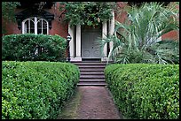 House entrance with garden, historical district. Savannah, Georgia, USA (color)