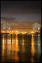 Savannah Bridge and lights at dusk. Savannah, Georgia, USA (color)