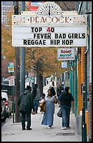 African American people on sidewalk in front of Peackok music store. Atlanta, Georgia, USA ( color)
