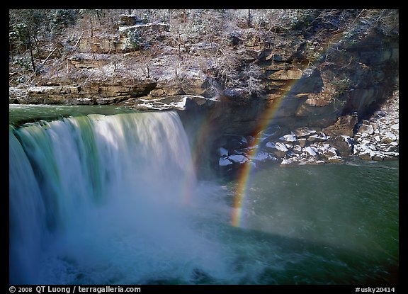 Rainbow over Cumberland Falls in winter. Kentucky, USA (color)
