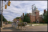 Horse carriage at street intersection. Vicksburg, Mississippi, USA