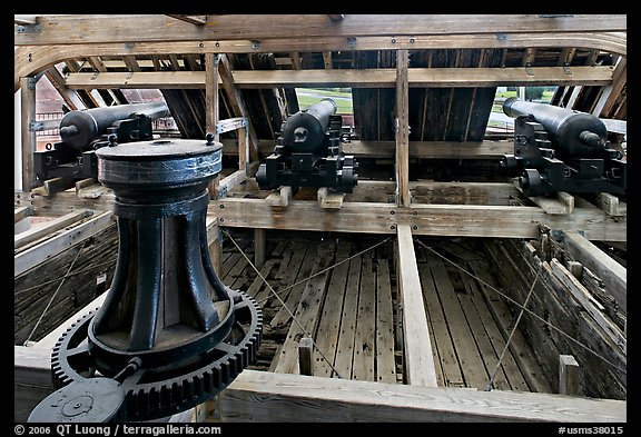 Inside the union gunboat Cairo, Vicksburg National Military Park. Vicksburg, Mississippi, USA (color)