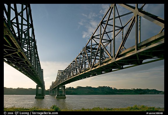 Bridges spanning the Mississippi River. Natchez, Mississippi, USA (color)