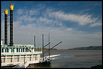 Riverboat and Mississippi River. Natchez, Mississippi, USA (color)