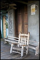 Rocking chair on saloon porch, Natchez under-the-hill. Natchez, Mississippi, USA ( color)