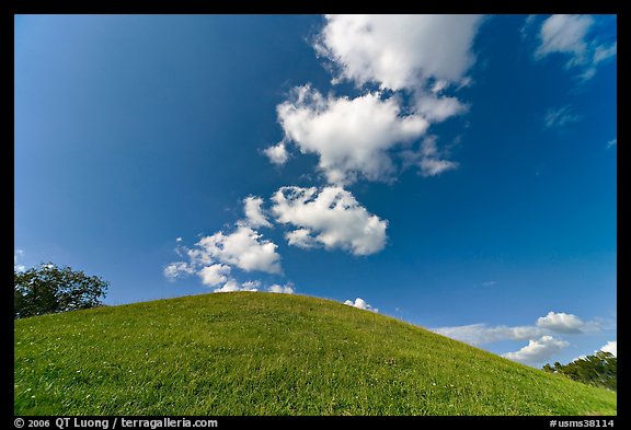 Mound and clouds. Natchez Trace Parkway, Mississippi, USA (color)