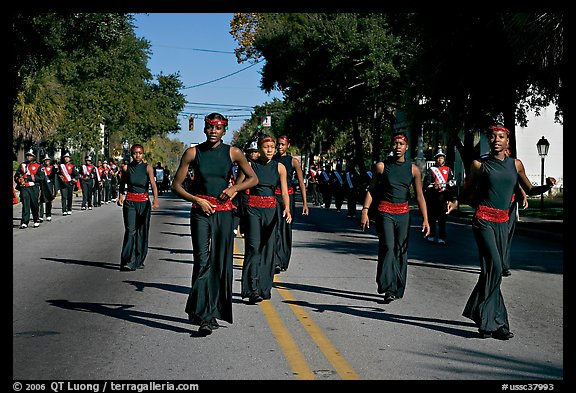 African American youngsters during parade. Beaufort, South Carolina, USA (color)