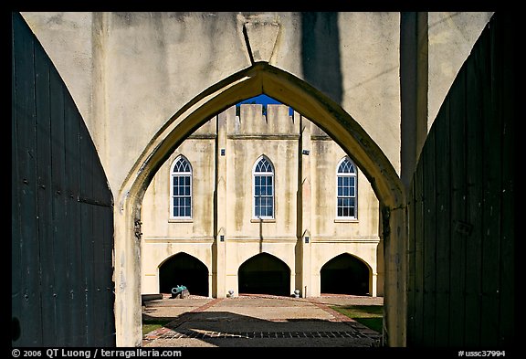 Entrance of historic Beaufort Arsenal. Beaufort, South Carolina, USA