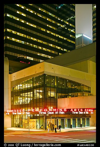 Tennessee Performing Arts Center and downtown buildings. Nashville, Tennessee, USA (color)