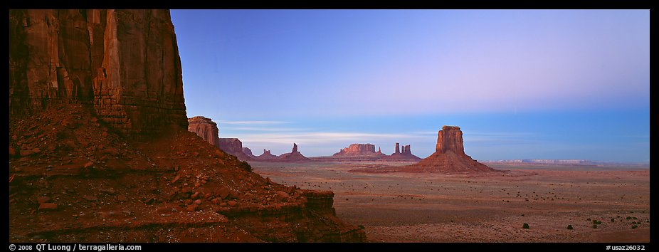 Monument Valley scenery at dusk. Monument Valley Tribal Park, Navajo Nation, Arizona and Utah, USA (color)