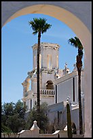 Arch and North Court, San Xavier del Bac Mission (the White Dove of the Desert). Tucson, Arizona, USA ( color)